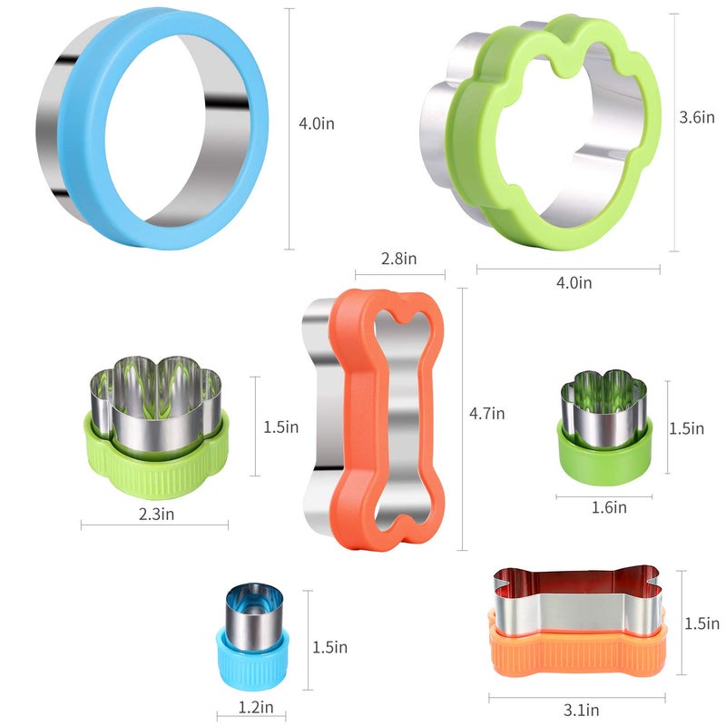 CECIAOAIME Dog Bone Cookie Cutter set - 4 Dog Bone 4 Footprint 3 Round Biscuit Cutters Sandwiches Cutter Set Different Sizes Mini Small Medium Big - Image 2